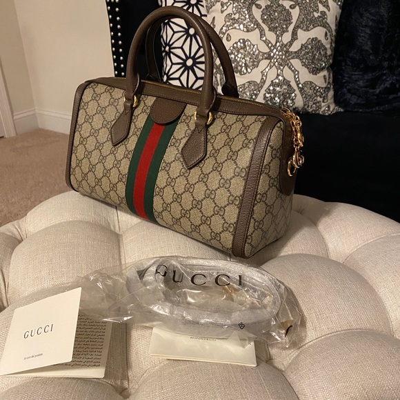 SOLD!✨NEW✨GUCCI✨GG GUCCISSIMA & LEATHER BOSTON BAG - Picture 12 of 16